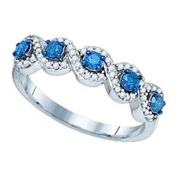 10KT White Gold 0.50CTW BLUE DIAMOND FASHION RING