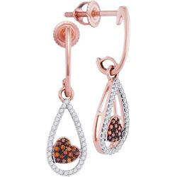 10KT Rose Gold 0.20CTW RED DIAMOND MICRO-PAVE EARRING