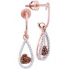Image 1 : 10KT Rose Gold 0.20CTW RED DIAMOND MICRO-PAVE EARRING