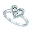 Image 1 : 10KT White Gold 0.02CTW DIAMOND HEART RING