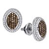 Image 1 : 10KT White Gold 0.55CTW COGNAC DIAMOND MICRO-PAVE EARRI