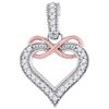 Image 1 : 10KT White Gold Two Tone 0.10CTW-Diamond HEART PENDANT