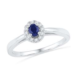 Sterling Silver Womens Oval Lab-Created Blue Sapphire S