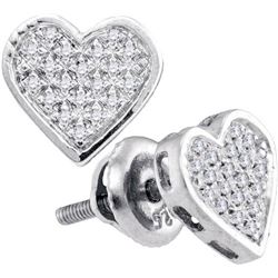 925 Sterling Silver White 0.10CTW DIAMOND HEART EARRING