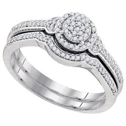 10KT White Gold 0.25CTW DIAMOND MIRO-PAVE BRIDAL SET