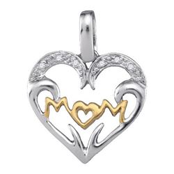 925 Sterling Silver White 0.03CTW DIAMOND MOM PENDANT