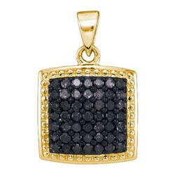 14K Yellow-gold 0.50CTW BLACK DIAMOND MICRO-PAVE PENDAN