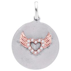 Sterling Silver Womens Round Diamond Angel Wings Heart