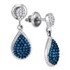 Image 1 : 10KT White Gold 0.50CTW BLUE DIAMOND MICRO-PAVE EARRING