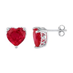 Sterling Silver Womens Heart Lab-Created Ruby Solitaire