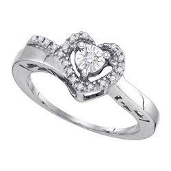 925 Sterling Silver White 0.11CT DIAMOND HEART RING