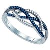 Image 1 : 10KT White Gold 0.20CT BLUE DIAMOND MICRO-PAVE RING