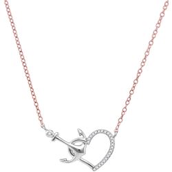 10kt White Gold Womens Round Diamond Heart & Anchor Pen