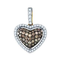 10KT Yellow Gold 0.48CTW COGNAC DIAMOND HEART PENDANT