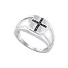 Image 1 : Sterling Silver Mens Round Black Colored Diamond Cross