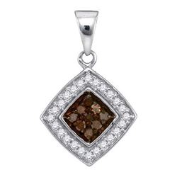 10KT White Gold 0.25CTW COGNAC DIAMOND MICRO-PAVE PENDA