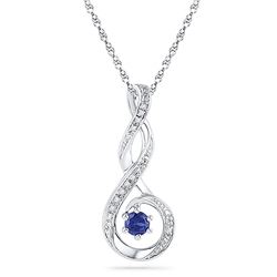 10kt White Gold Womens Round Lab-Created Blue Sapphire