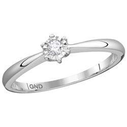 10kt White Gold Womens Round Diamond Solitaire Bridal W