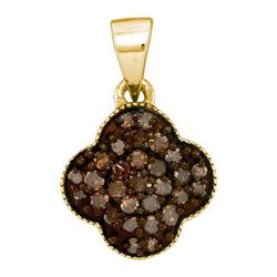 10KT Yellow Gold 0.25CTW COGNAC DIAMOND MICRO-PAVE PEND
