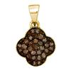 Image 1 : 10KT Yellow Gold 0.25CTW COGNAC DIAMOND MICRO-PAVE PEND