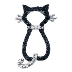 10KT White Gold 0.20CTW DIAMOND CAT PENDANT