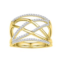 10kt Yellow Gold Womens Round Diamond Criss Cross Cross