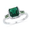 Image 1 : 10kt White Gold Womens Princess Lab-Created Emerald Sol