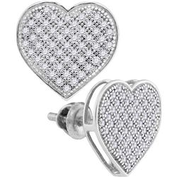 10kt White Gold Womens Round Diamond Heart Cluster Scre