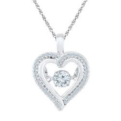 10kt White Gold Womens Round Moving Twinkle Diamond Hea