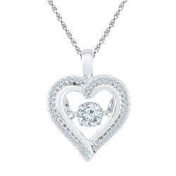 10kt White Gold Womens Round Moving Twinkle Diamond Hea