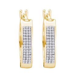 10KT Yellow Gold 0.25CTW DIAMOND MICRO PAVE HOOPS