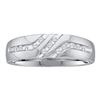Image 1 : 10KT White Gold 0.12CTW ROUND DIAMOND MEN'S FASHION BAN