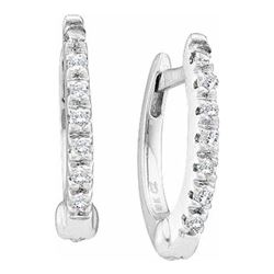 10KT White Gold 0.08CTW DIAMOND FASHION HOOPS