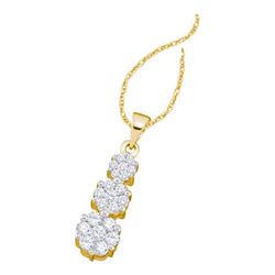 14KT Yellow Gold 0.25CTW DIAMOND FLOWER PENDANT