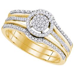10K Yellow-gold 0.25CTW-Diamond MICRO-PAVE BRIDAL SET
