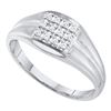 Image 1 : 10KT White Gold 0.12CTW DIAMOND CLUSTER MENS RING