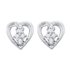 10K White-gold 0.08CTW DIAMOND HEART EARRING