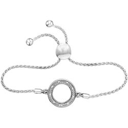 Sterling Silver Womens Round Natural Diamond Circle Sha