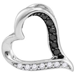 10kt White Gold Womens Round Black Colored Diamond Hear