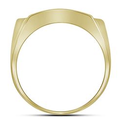 10kt Yellow Gold Mens Round Diamond Rectangle Arched Cl