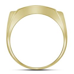 10kt Yellow Gold Mens Round Diamond Rectangle Arched Cl