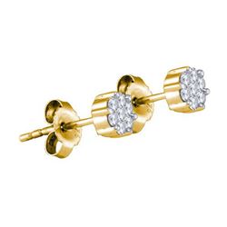 925 Sterling Silver Yellow 0.15CT DIAMOND FLOWER EARRIN