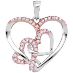 10KT White Gold 0.25CTW DIAMOND HEART PENDANT