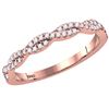 Image 1 : 14kt Rose Gold Womens Round Diamond Woven Twist Stackab