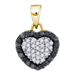 14K Yellow-gold 0.33CTW BLACK DIAMOND MICRO-PAVE PENDAN