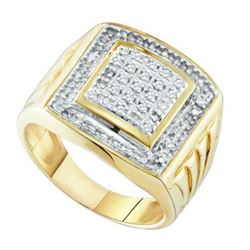 925 Sterling Silver Yellow 0.11CTW DIAMOND FASHION MENS