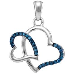 10KT White Gold 0.11CTW BLUE DIAMOND FASHION PENDANT