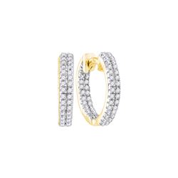 10kt Yellow Gold Womens Round Natural Diamond Hoop Fash