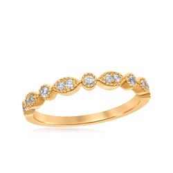 10kt Yellow Gold Womens Round Diamond Milgrain Stackabl