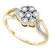 Image 1 : 925 Sterling Silver Yellow 0.12CTW DIAMOND FLOWER RING